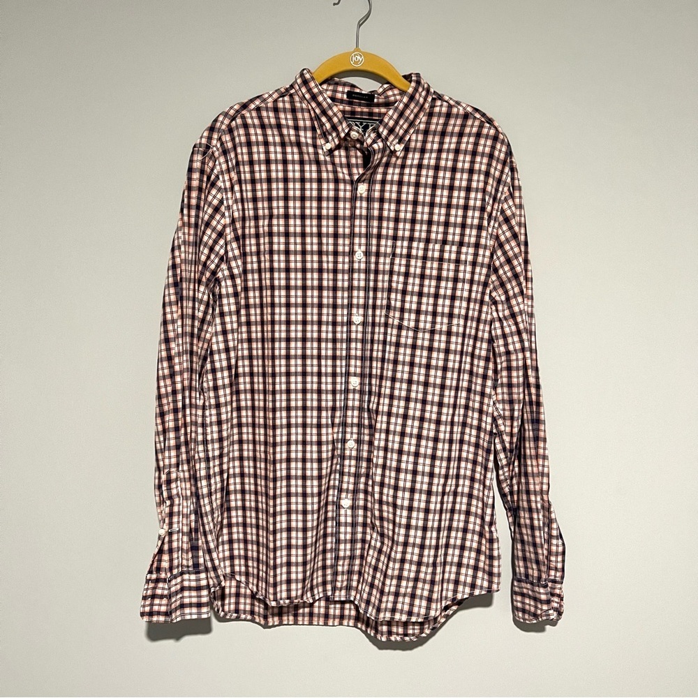 Rye by Hawker Rye Peach Blue White Plaid Button Down Size L